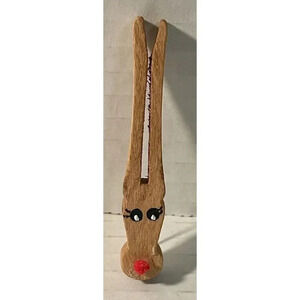 Vintage Wood‎ Clothspin Reindeer Broach Pinback 2.5” Handmade